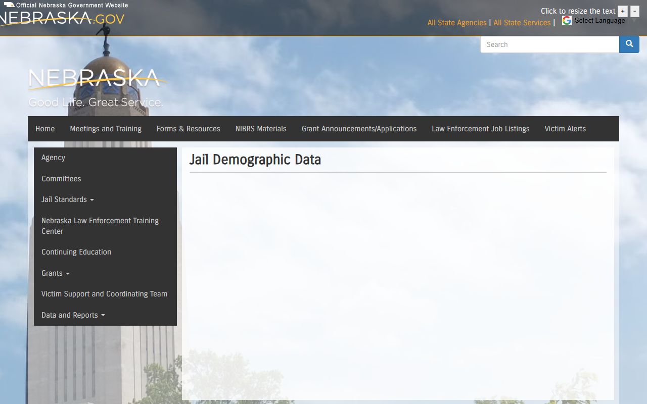 Nemaha County inmate population Nebraska jail demographic data dashboard