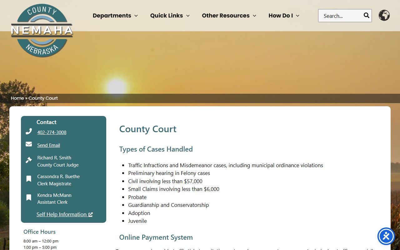 Nemaha County court records after jail arrest county court source