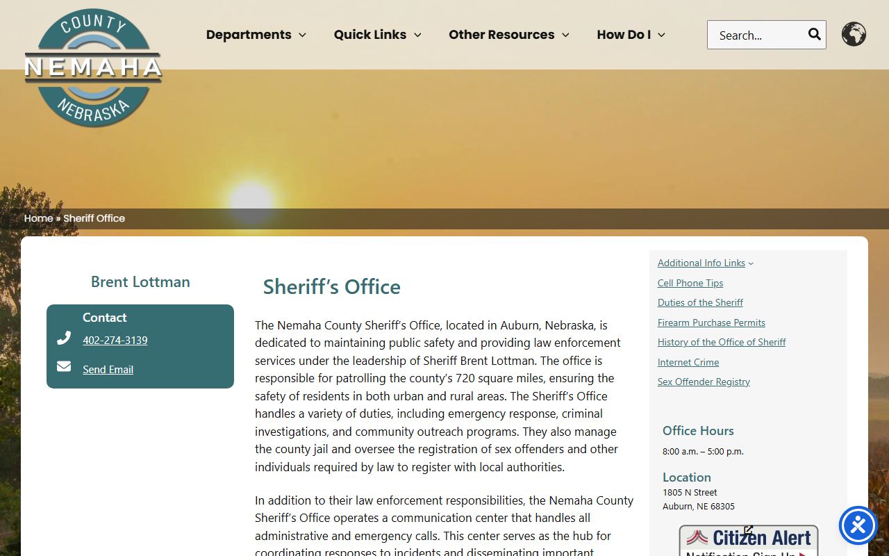 Nemaha County Jail inmate lookup sheriff office source